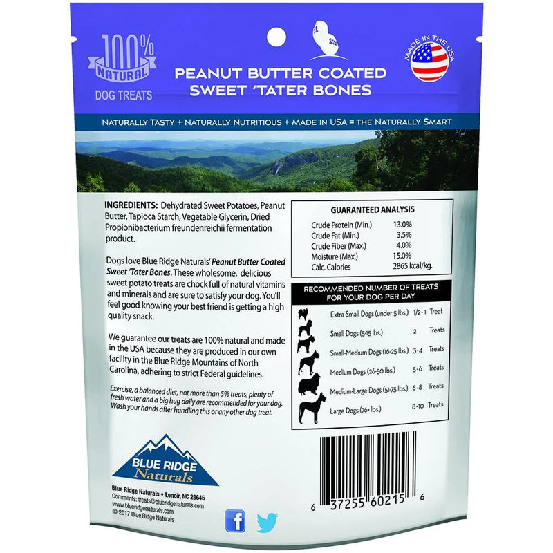 Blue Ridge Naturals Peanut Butter Coated Sweet 'Tater Bones Dog Treats