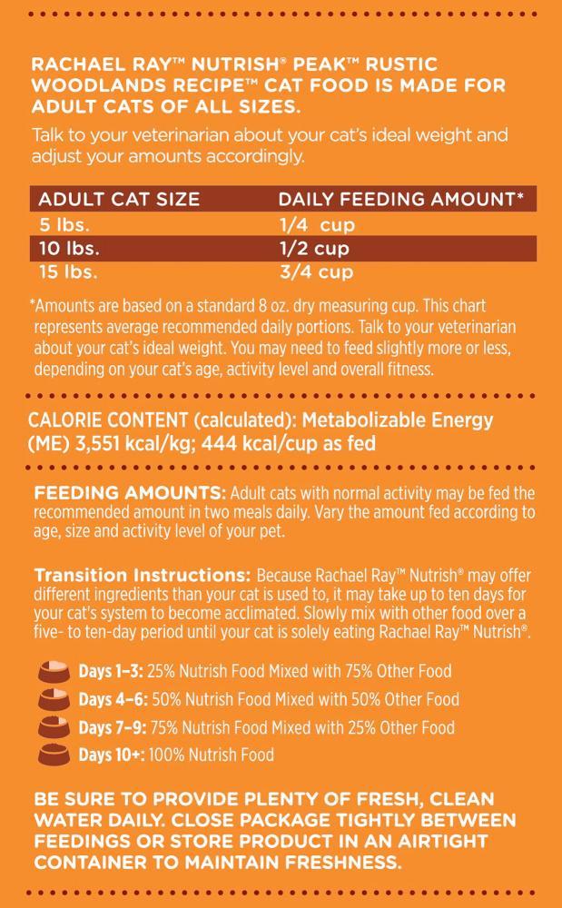 Rachael Ray Nutrish Peak Rustic Woodlands Recipe Chicken, Turkey & Duck Recipe Dry Cat Food