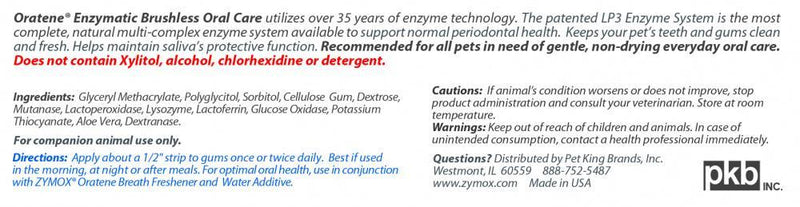 Zymox Oratene Brushless Enymatic Oral Care Dental Gel for Cats & Dogs