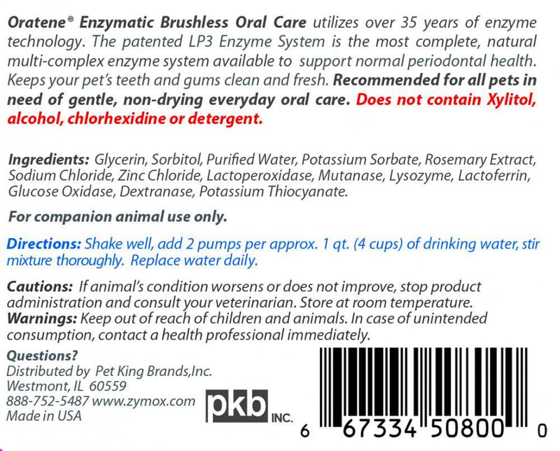 Zymox Oratene Brushless Oral Care Water Additive for Cats & Dogs