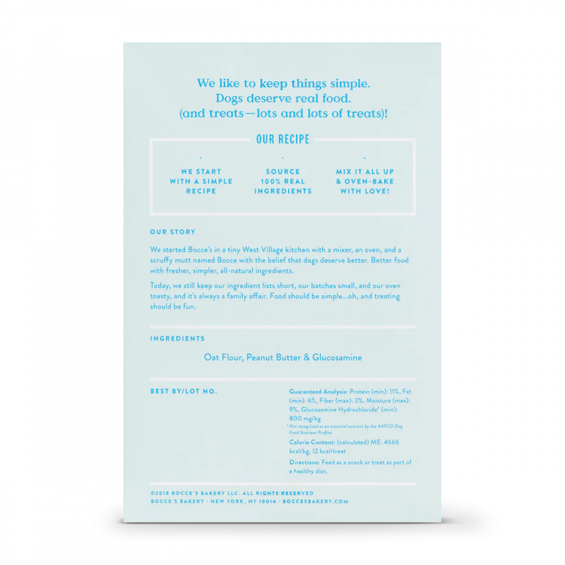 Bocce's Bakery Daily Support Peanut Butter Recipe Functional Hip & Joints Biscuit Dog Treats