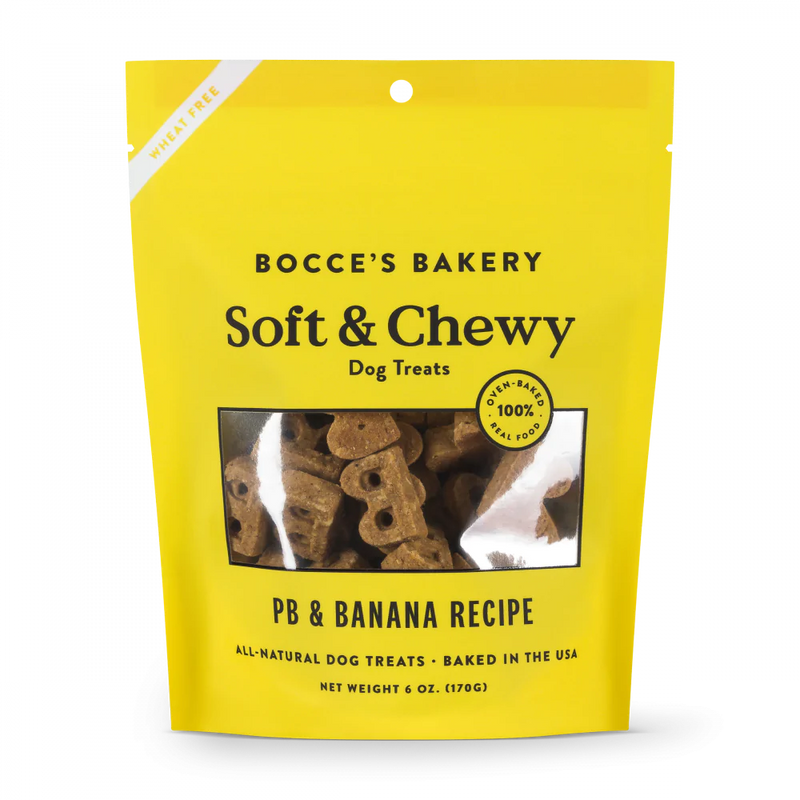 Bocce's Bakery Soft & Chewy Peanut Butter & Banana Recipe Dog Treats