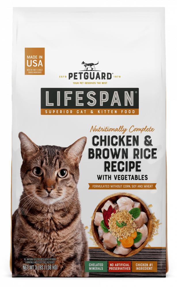 PetGuard LifeSpan Chicken, Brown Rice Recipe with Vegetables Superior Cat & Kitten Dry Food