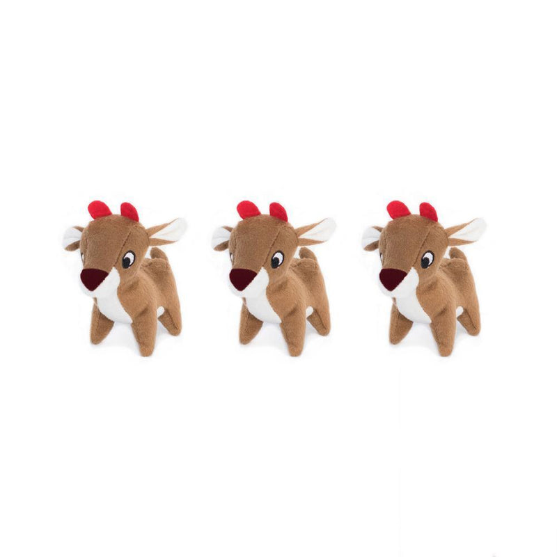 ZippyPaws Miniz Reindeer 3-Pack Plush Dog Toys