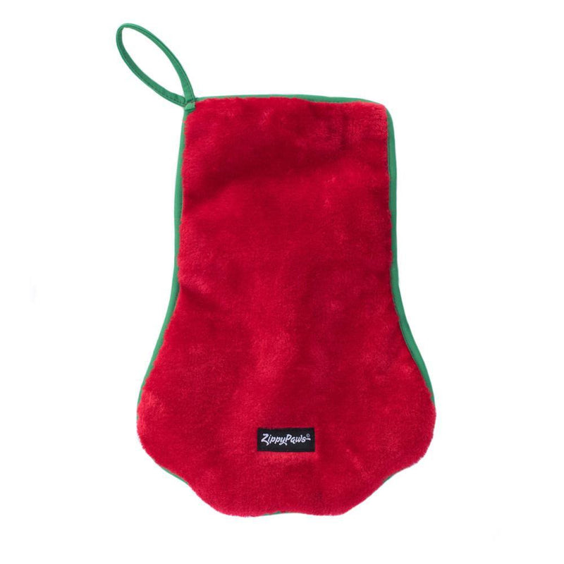 ZippyPaws Red Paw Holiday Dog Toy Stocking