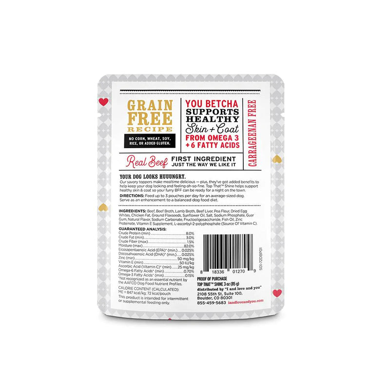 I and Love and You Top That Shine Beef Recipe in Gravy Meal Enhancer for Dogs
