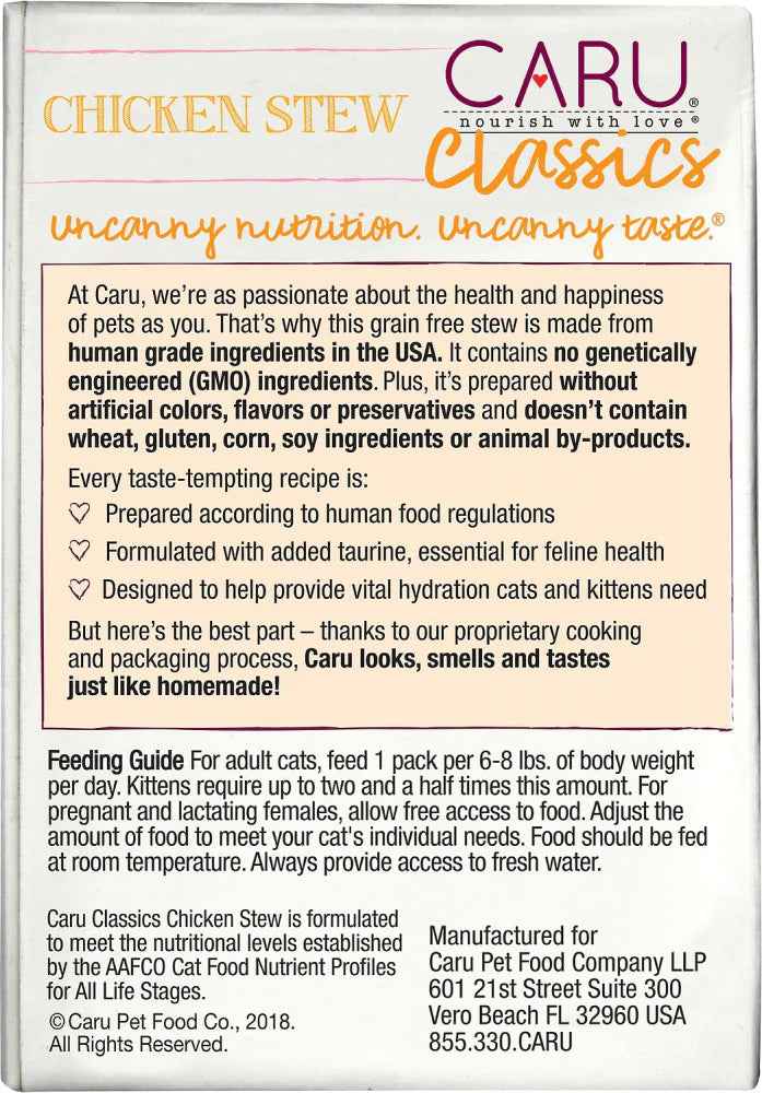 Caru Classic Grain Free Chicken Stew Recipe Wet Cat Food