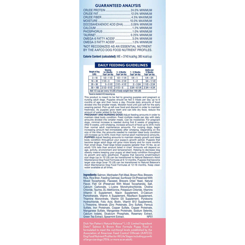 Natural Balance L.I.D. Limited Ingredient Diets Salmon & Brown Rice Puppy Formula Dry Dog Food