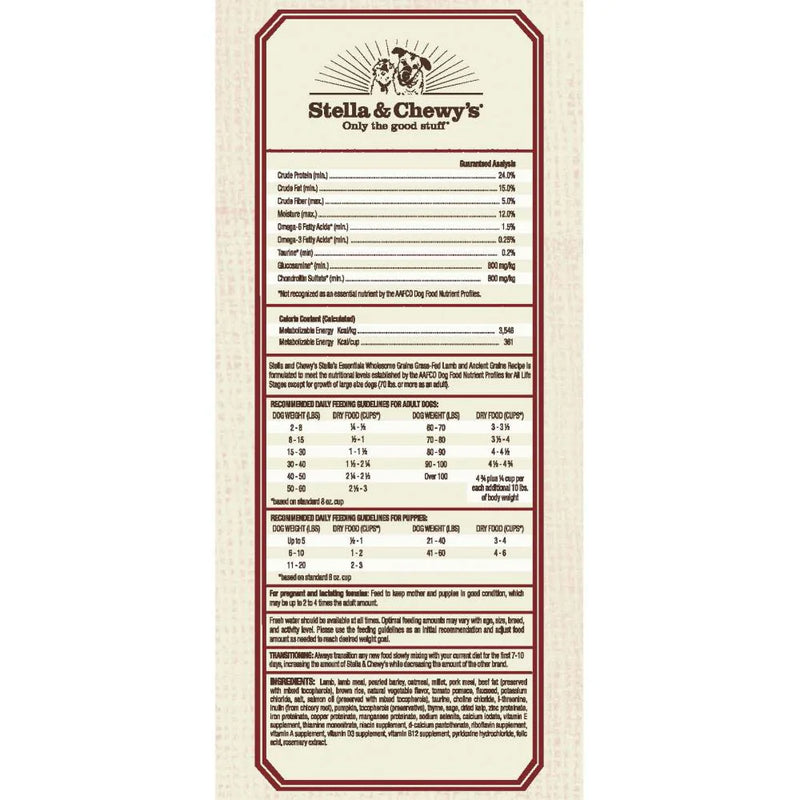 Stella & Chewy's Stella's Essentials Kibble Grass Fed Lamb & Lentils Recipe Dry Dog Food