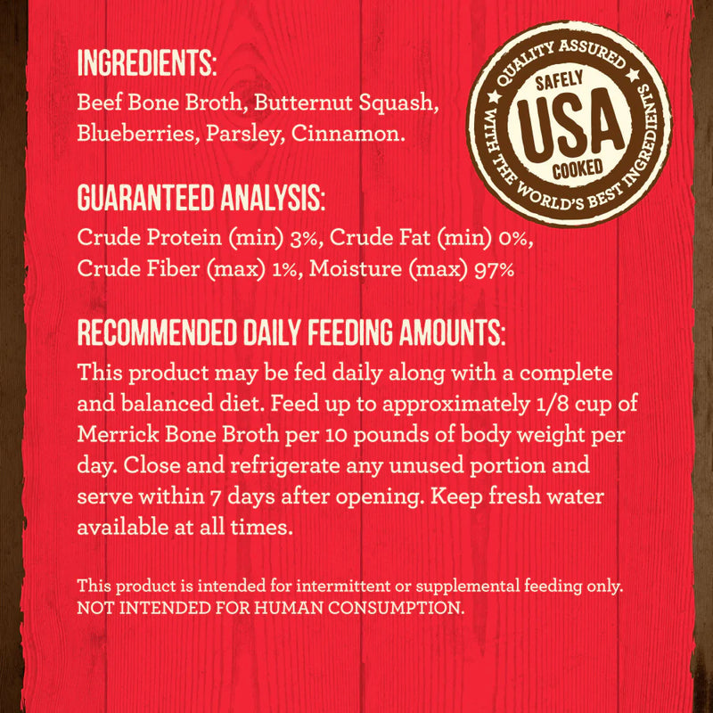 Merrick Grain Free Beef Bone Broth Wet Dog Food Topper