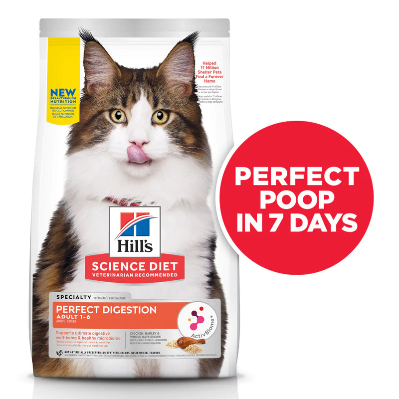 Hill's Science Diet Adult Perfect Digestion Chicken, Barley, & Whole Oats Recipe Dry Cat Food