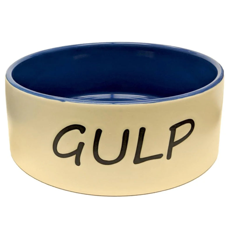 Ethical Gulp Tan & Blue Dog Dish