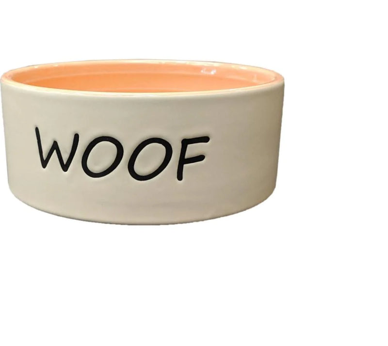 Ethical Pet Woof Dog Dish Coral