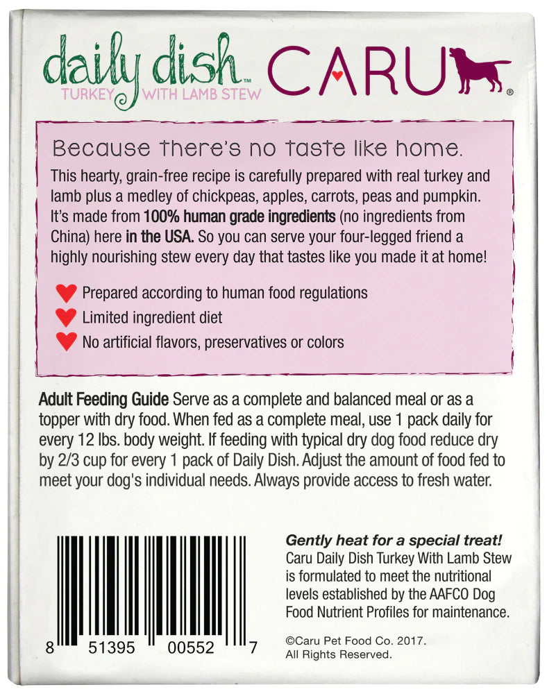 Caru Daily Dish Turkey With Lamb Stew For Dogs