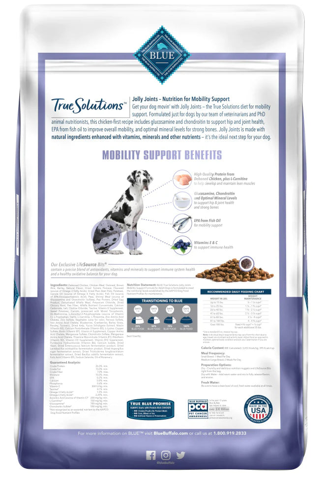 Blue Buffalo True Solutions Jolly Joints Natural Mobility Support Chicken Recipe Adult Dry Dog Food