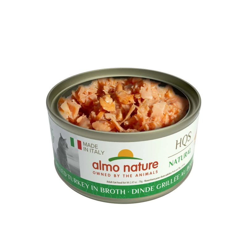 Almo Nature HQS Natural Cat Grain Free Grilled Turkey In Broth Canned Cat Food