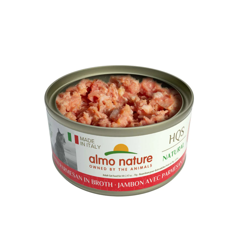 Almo Nature HQS Natural Cat Grain Free Ham with Parmesan In Broth Canned Cat Food