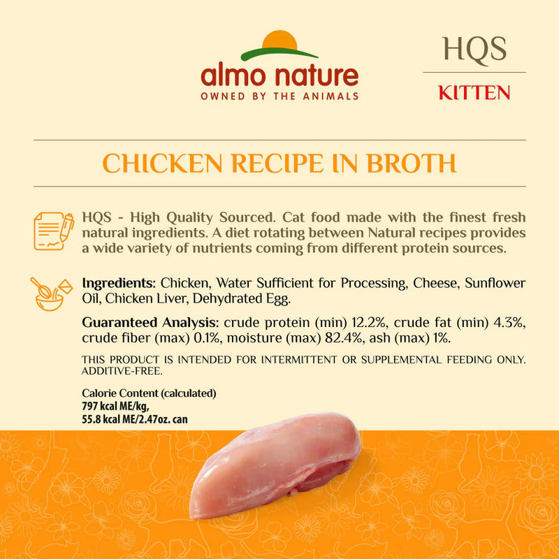 Almo Nature HQS Natural Kitten Grain Free Additive Free Chicken Canned Cat Food