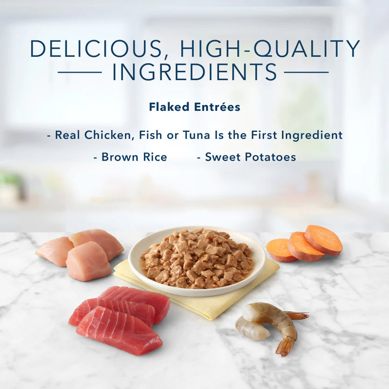 Blue Buffalo Tastefuls Natural Flaked Variety Pack Tuna, Chicken and Fish & Shrimp Entrees in Gravy Wet Cat Food