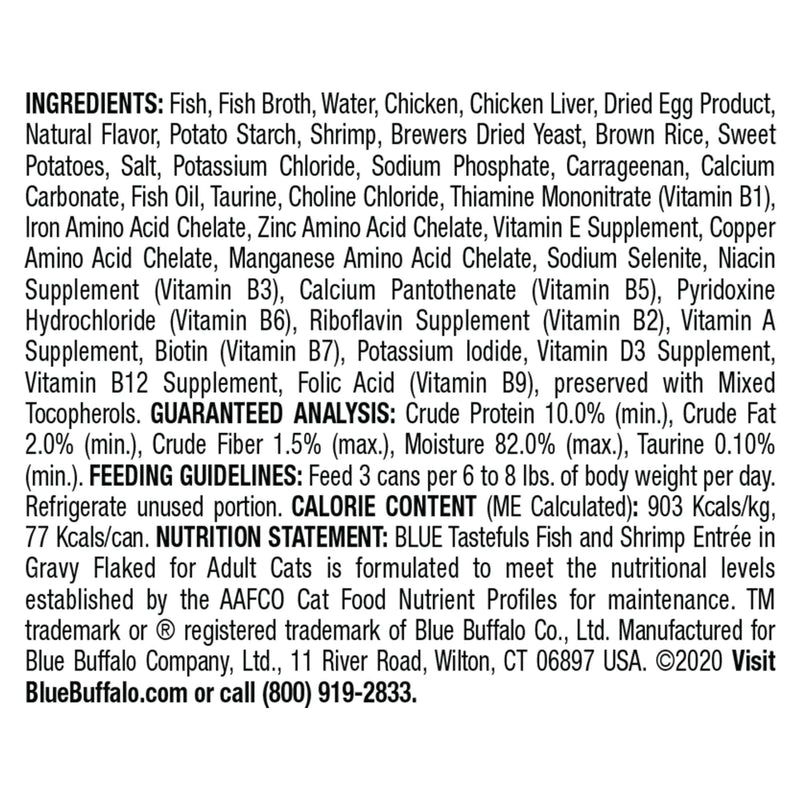 Blue Buffalo Tastefuls Natural Flaked Fish & Shrimp Entree in Gravy Wet Cat Food