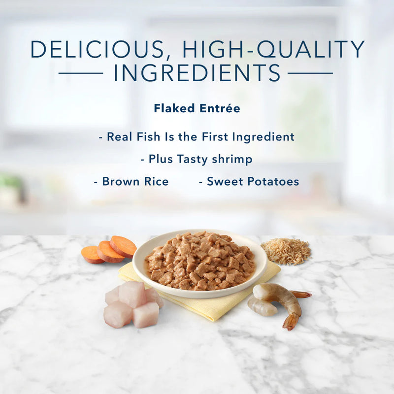 Blue Buffalo Tastefuls Natural Flaked Fish & Shrimp Entree in Gravy Wet Cat Food