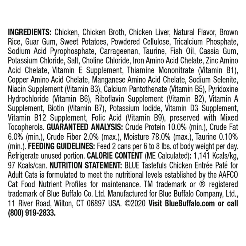 Blue Buffalo Tastefuls Natural Pate Chicken Entree Wet Cat Food