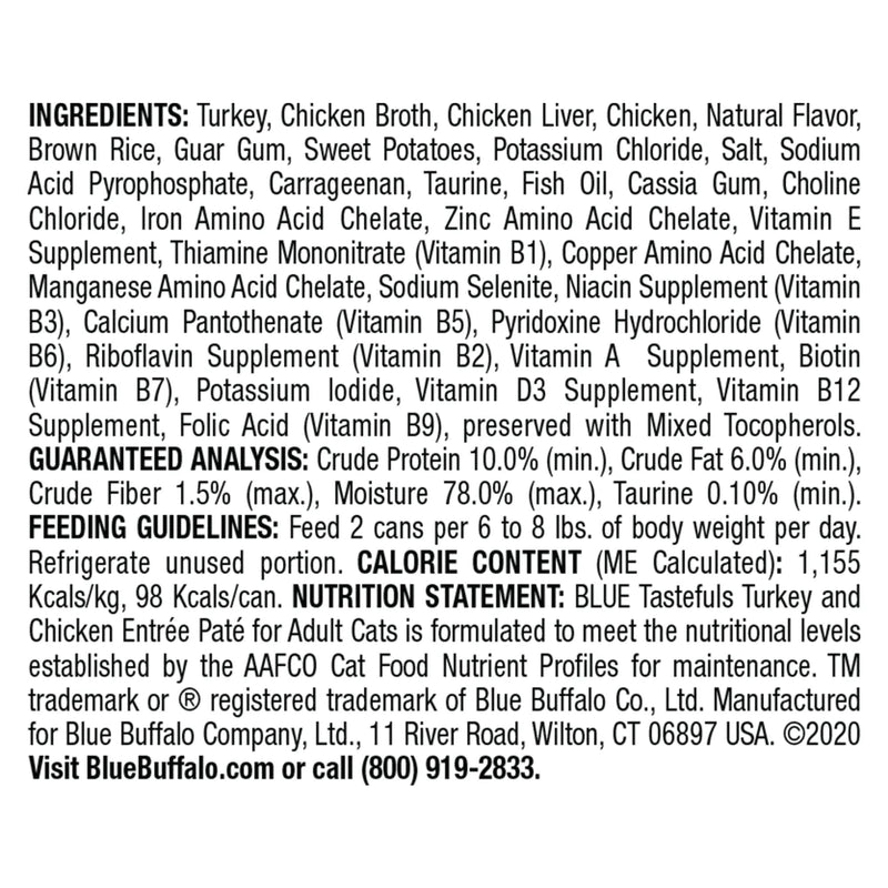 Blue Buffalo Tastefuls Natural Pate Turkey & Chicken Entree Wet Cat Food