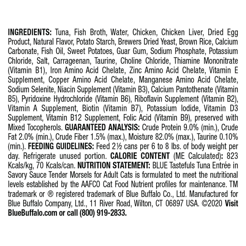 Blue Buffalo Tastefuls Natural Tender Morsels Tuna Entree Wet Cat Food