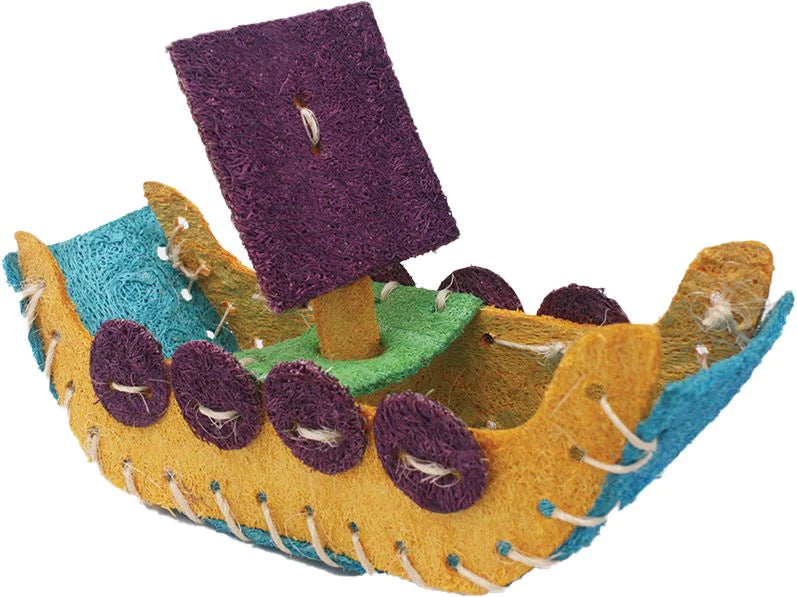 A & E Nibbles Loofah Boat Small Animal Toy