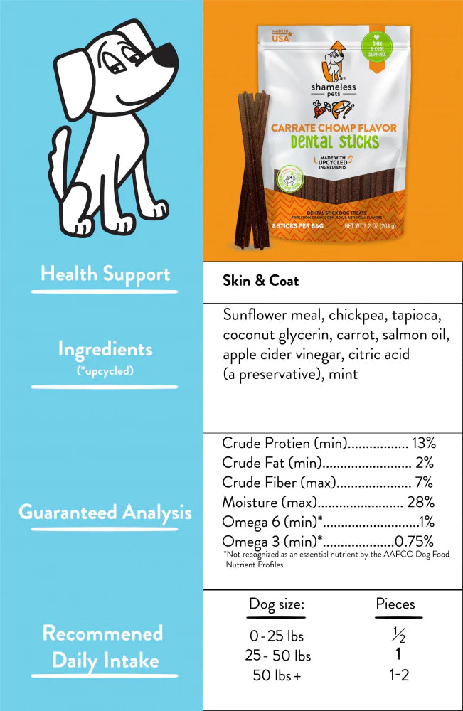 Shameless Pets Carrate Chomp Dental Stick Dog Treats