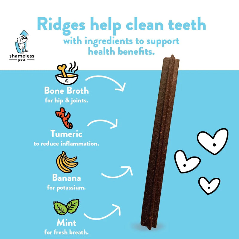 Shameless Pets Banana Bone-anza Dental Stick Dog Treats