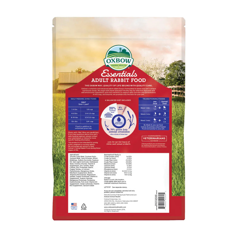 Oxbow Animal Health Essentials Adult Rabbit Food All Natural Adult Rabbit Pellets