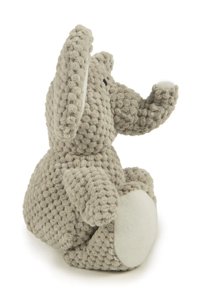 Go Dog Checkers Elephant with Chew Guard Technology Durable Plush Squeaker Dog Toy Gray