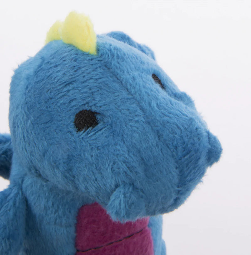 Go Dog Dragons Skinny with Chew Guard Technology Durable Plush Squeaker Dog Toy Blue