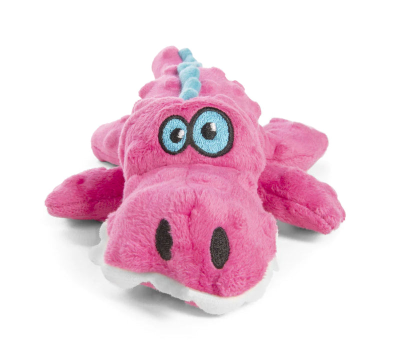 Go Dog Gators with Chew Guard Technology Durable Plush Squeaker Dog Toy Pink
