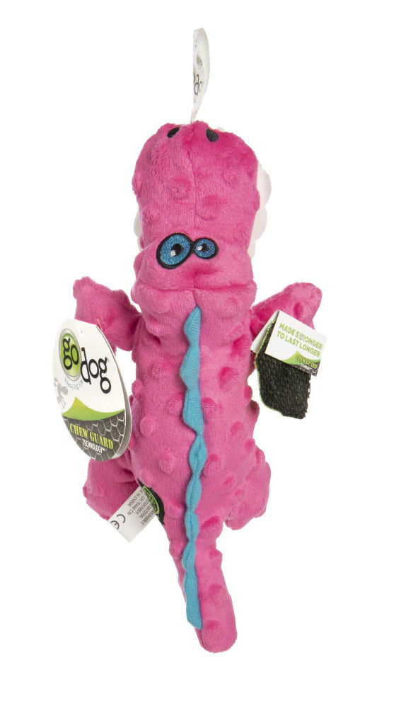 Go Dog Gators with Chew Guard Technology Durable Plush Squeaker Dog Toy Pink