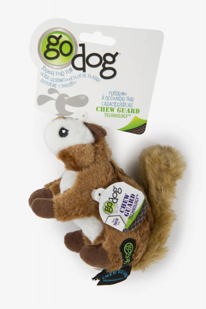 Go Dog Wildlife Chipmunk with Chew Guard Technology Durable Plush Squeaker Dog Toy