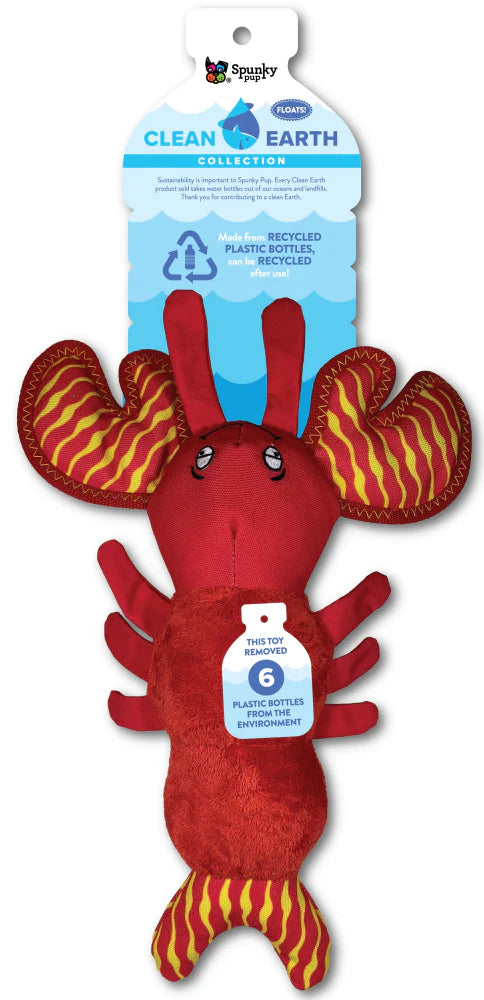 Spunky Pup Clean Earth Lobster Plush Dog Toy