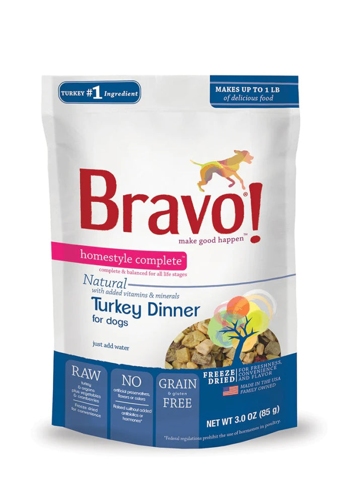 Bravo! Homestyle Complete Grain Free Turkey Freeze-Dried Dog Food