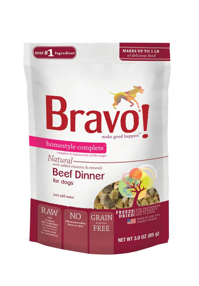 Bravo! Homestyle Complete Grain Free Beef Freeze-Dried Dog Food