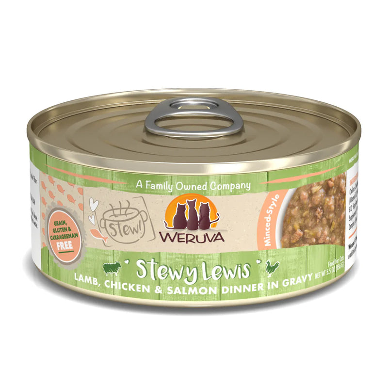 Weruva Classic Cat Stews! Stewy Lewis with Lamb Chicken & Salmon in Gravy Canned Cat Food