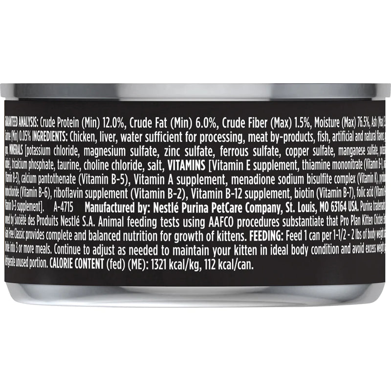 Purina Pro Plan Grain-Free Pate Chicken Entree Pull-Top Can Wet Kitten Food