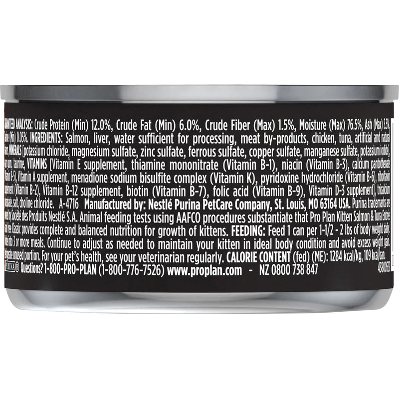 Purina Pro Plan Grain-Free Pate Salmon & Tuna Entree Pull-Top Can Wet Kitten Food