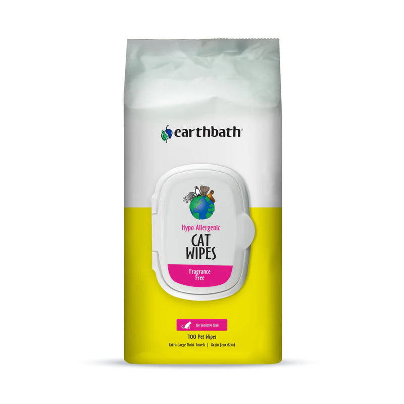 Earthbath Hypo-Allergenic Cat Grooming Cleans & Conditions Fragrance Free Plant-Based Wipes