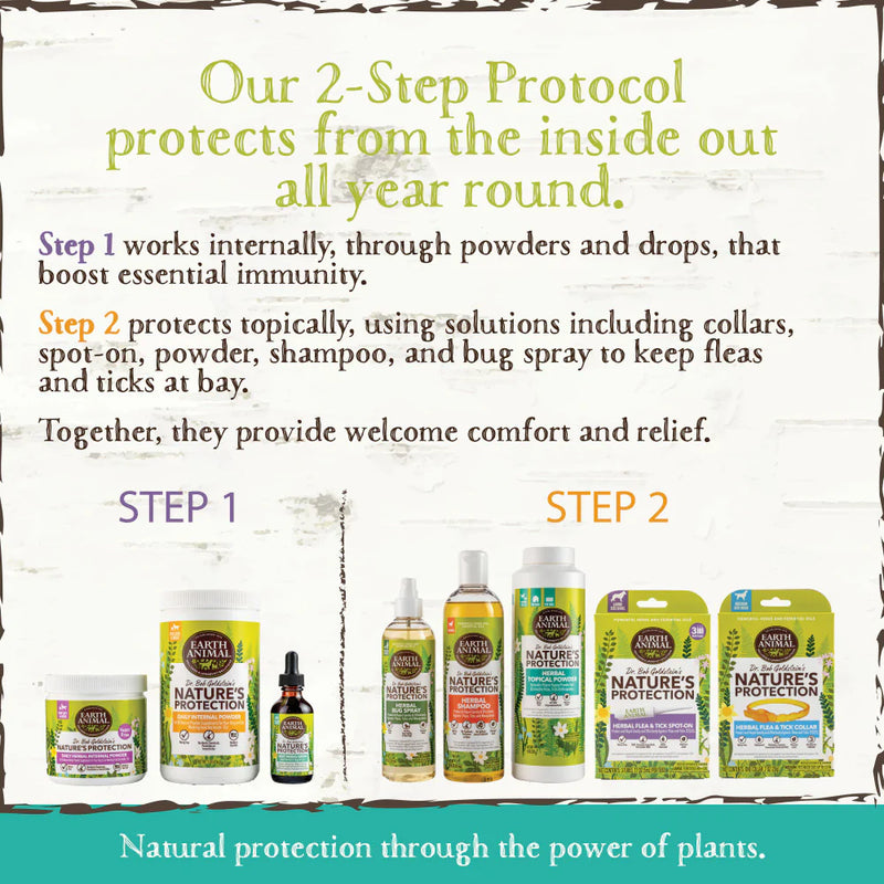 Earth Animal Nature's Protection Flea & Tick Prevention Herbal Topical Powder for Dogs, Cats, Homes, & Yards