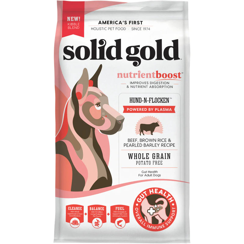 Solid Gold NutrientBoost Hund-N-Flocken with Beef, Brown Rice & Pearled Barley Dry Dog Food