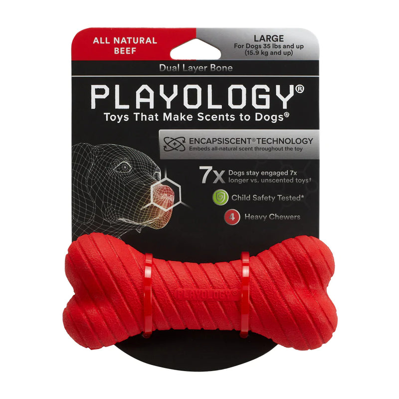 Playology Dual Layer Bone Beef Scented Dog Toy