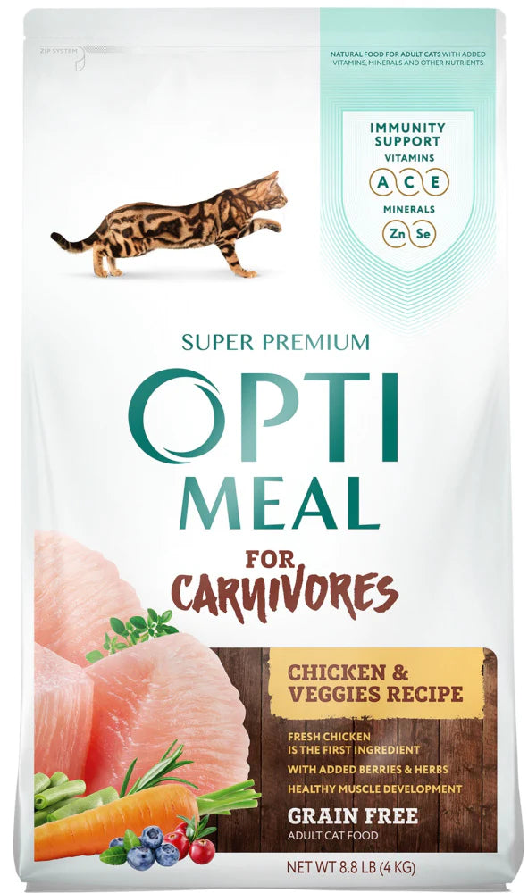 Optimeal for Carnivores Grain Free Chicken & Veggies Recipe Adult Cat Dry Food