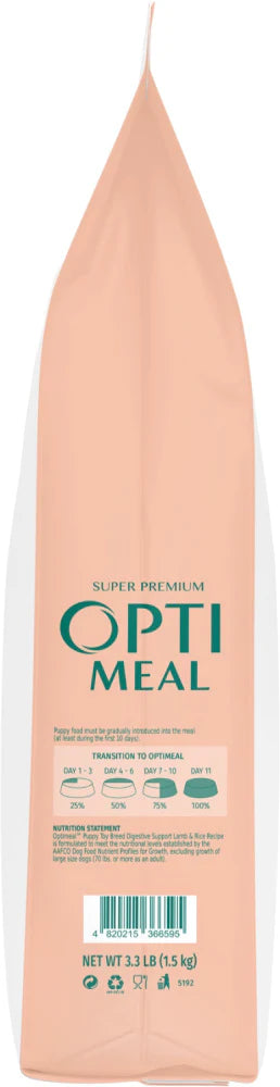 Optimeal Puppy Toy Breed Skin & Digestive Support Lamb & Rice Recipe Dry Dog Food