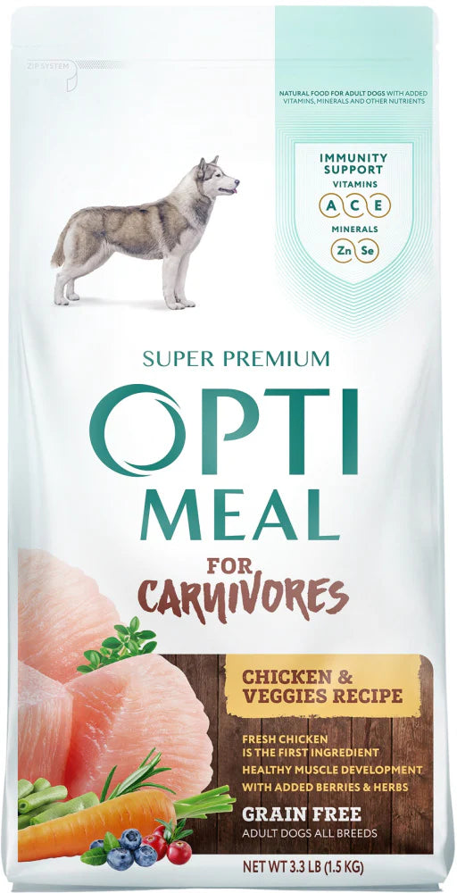 Optimeal for Carnivores Grain Free All Breeds Chicken & Veggies Recipe Adult Dog Dry Food